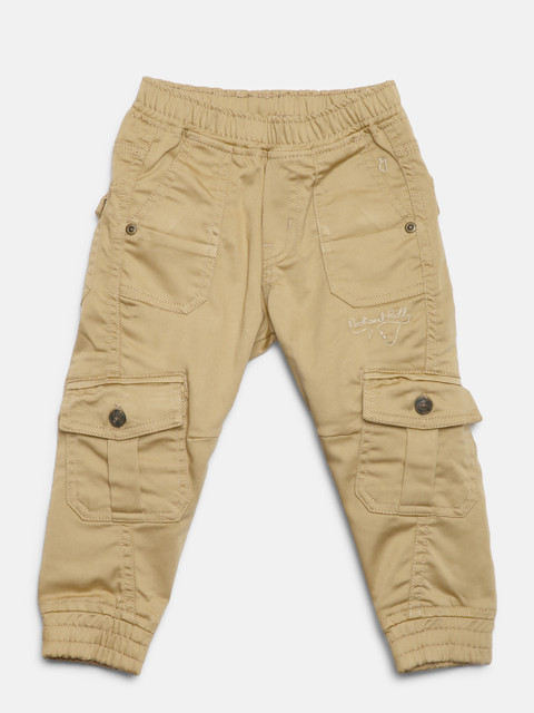 

Gini and Jony Boys Beige Regular Fit Solid Cargo Joggers