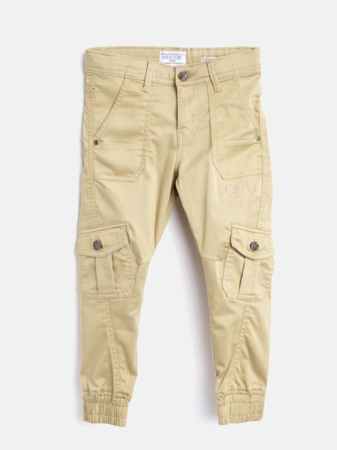 

Gini and Jony Boys Khaki Jogger Fit Solid Cargos