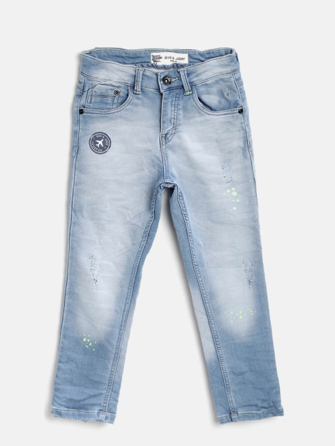 

Gini and Jony Boys Blue Regular Fit Mid-Rise Low Distress Stretchable Jeans