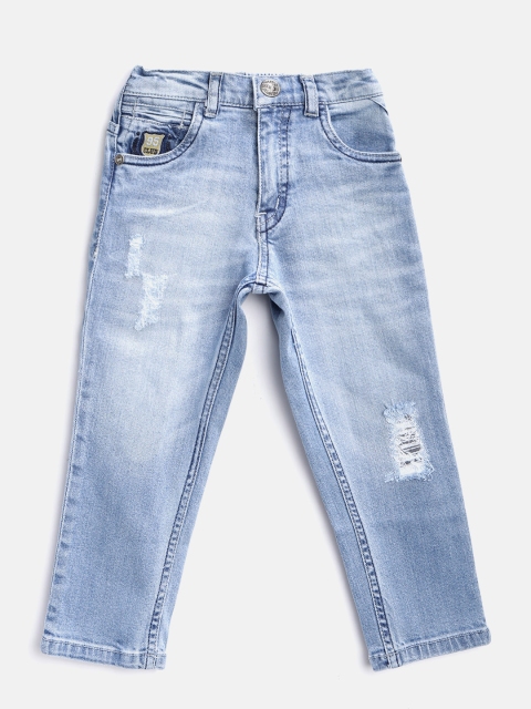 

Palm Tree Boys Blue Regular Fit Mid-Rise Mildly Distressed Stretchable Jeans