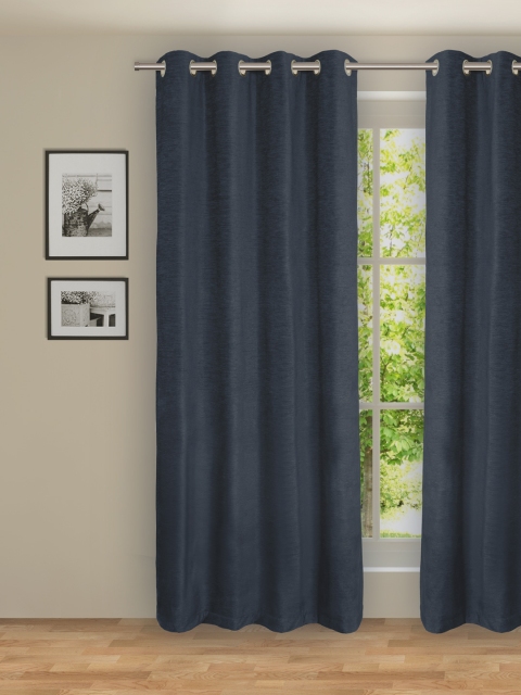 

ROSARA HOME Navy Blue Single Eyelet Door Curtain
