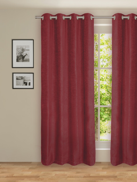 

ROSARA HOME Maroon Single Eyelet Long Door Curtain