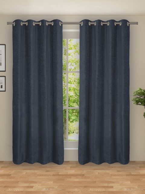 

ROSARA HOME Mateo Navy Blue Double Eyelet Long Door Curtain