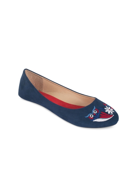 

Chumbak Women Navy Blue Woven Design Synthetic Ballerinas