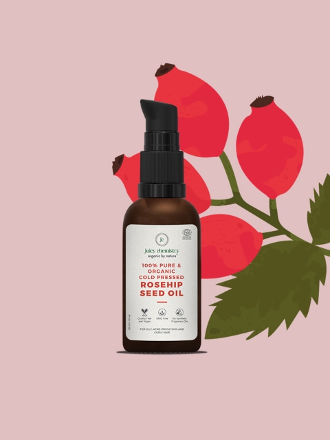 

Juicy Chemistry 100% Pure and Organic Cold Pressed Rosehip Seed Carrier Oil, Red