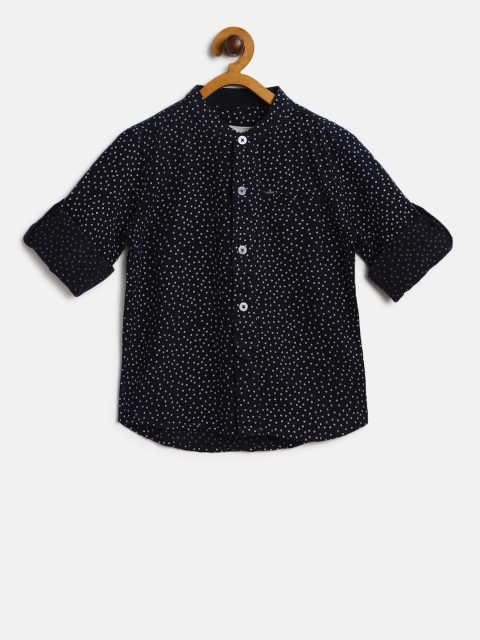

Gini and Jony Boys Navy & White Regular Fit Printed Casual Shirt, Navy blue
