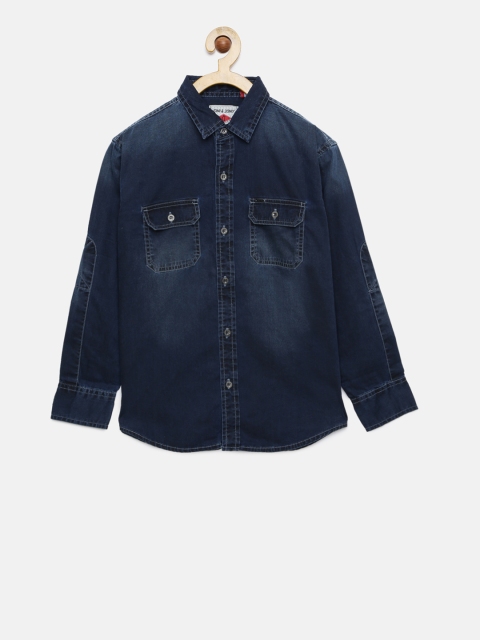 

Gini and Jony Boys Blue Regular Fit Solid Denim Shirt