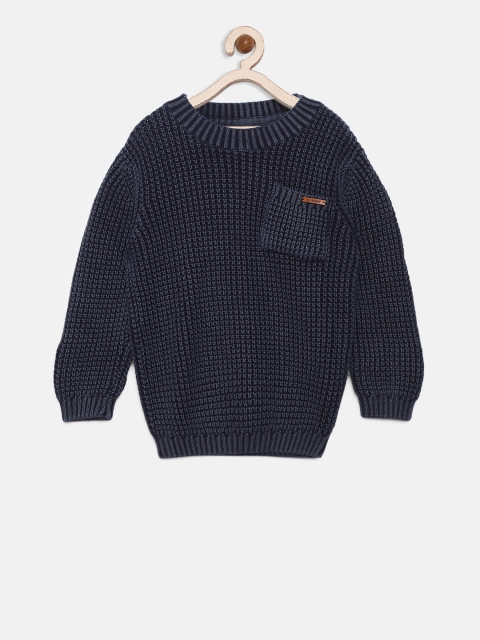 

Gini and Jony Boys Navy Blue Self Design Pullover