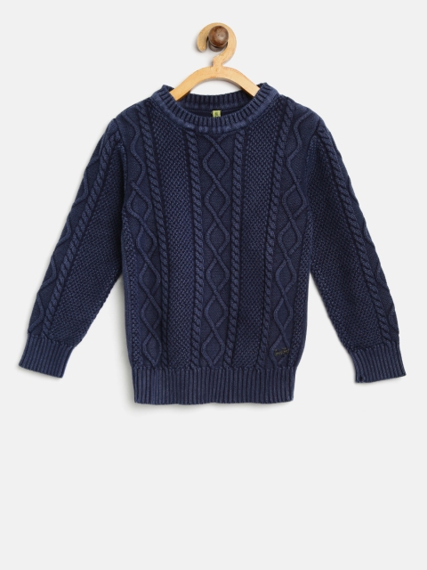 

Gini and Jony Girls Navy Blue Cable Knit Sweater