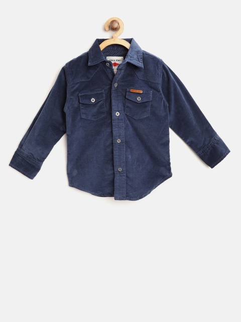 

Gini and Jony Boys Navy Blue Solid Corduroy Casual Shirt