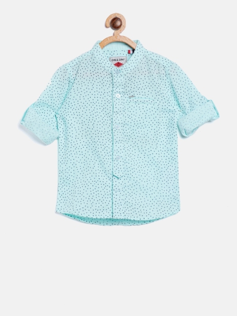 

Gini and Jony Boys Mint Green & Navy Blue Regular Fit Printed Casual Shirt