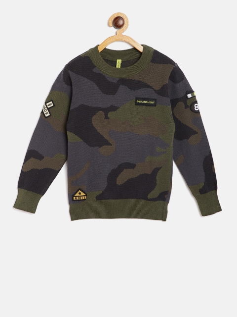 

Gini and Jony Boys Olive Green & Grey Camouflage Pullover