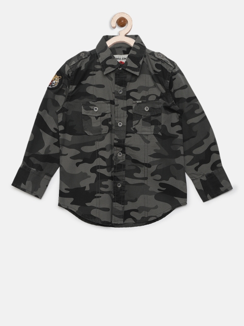 

Gini and Jony Boys Grey & Black Regular Fit Camouflage Print Casual Shirt