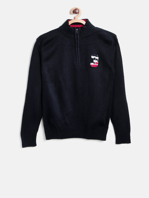 Palm Tree Boys Navy Blue Solid Pullover Navy Blue male