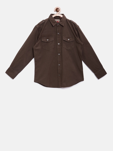 

Gini and Jony Boys Brown Regular Fit Solid Casual Shirt