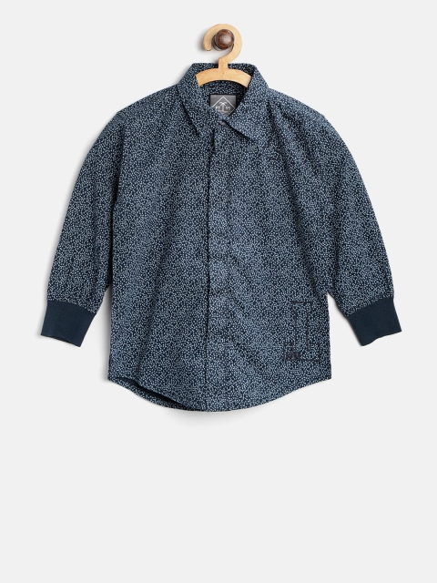

Palm Tree Boys Navy Blue Regular Fit Printed Casual Shirt