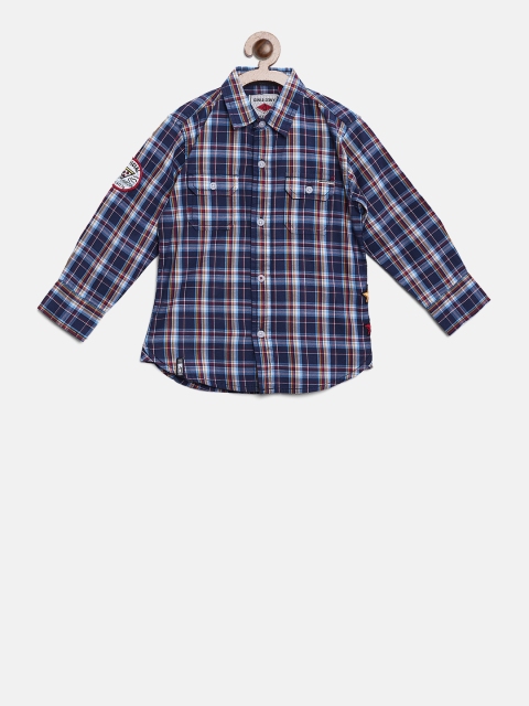 

Gini and Jony Boys Blue & Red Regular Fit Checked Casual Shirt