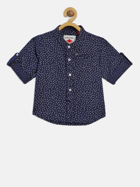 

Gini and Jony Boys Navy Blue & White Regular Fit Printed Casual Shirt