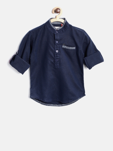 

Gini and Jony Boys Navy Blue Regular Fit Solid Casual Shirt