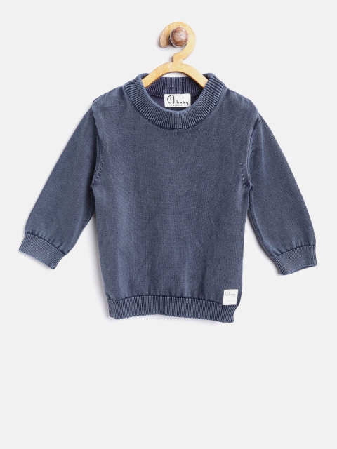 

Gini and Jony Boys Navy Blue Solid Pullover with Washed Effect