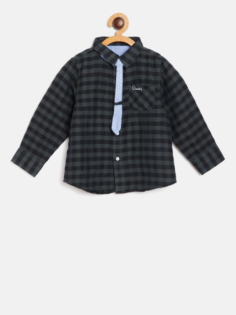 

Gini and Jony Boys Green & Black Regular Fit Checked Casual Shirt