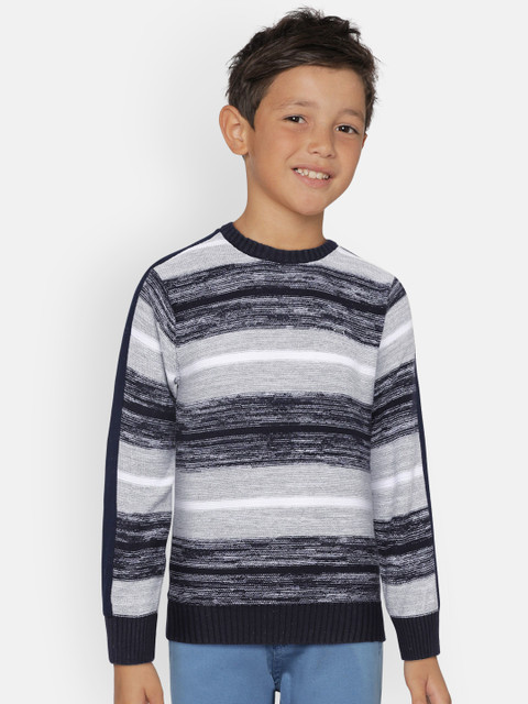 

Gini and Jony Boys Navy Blue & Grey Striped Sweater