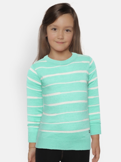 

Gini and Jony Girls Sea Green & White Striped Sweater