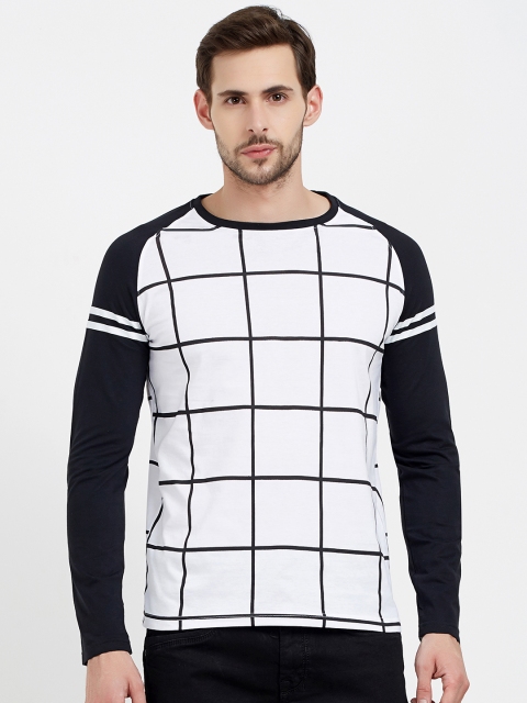 

Maniac Men White & Black Checked Round Neck T-shirt