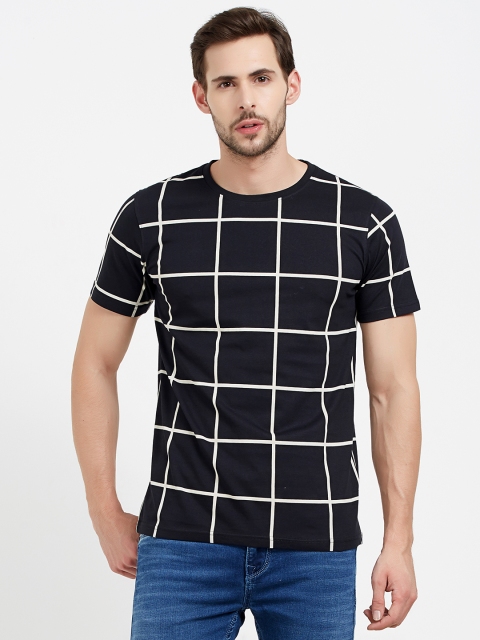 

Maniac Men Black & White Checked Round Neck T-shirt