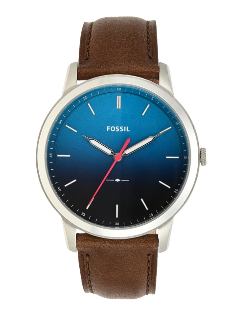 

Fossil Men Blue & Silver-Toned Leather Analogue Watch FS5440