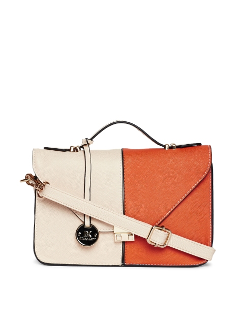 

Diana Korr Orange & Off-White Solid Sling Bag