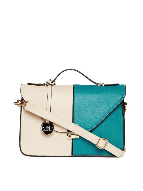 

Diana Korr Teal & Beige Colourblocked Sling Bag