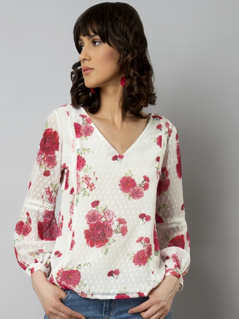 

FabAlley Women White Printed Top