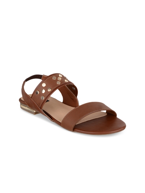

Sherrif Shoes Women Tan Brown Solid Synthetic Embellished Open Toe Flats