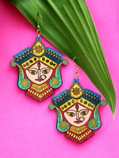 

Krafted with Happiness Multicoloured Hand-Painted Quirky Drop Earrings, Multi