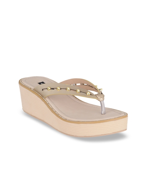 

Sherrif Shoes Women Gold-Toned Solid Wedges