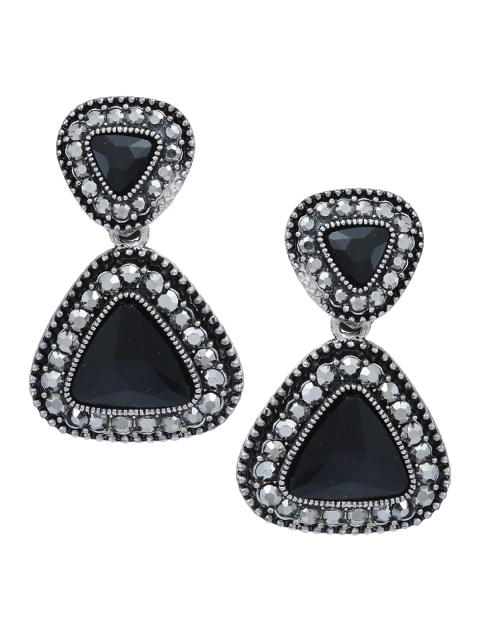 

Sia Art Jewellery Silver-Toned & Black Contemporary Drop Earrings