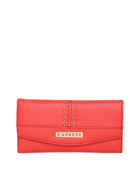

Caprese Women Red Solid Three Fold Wallet