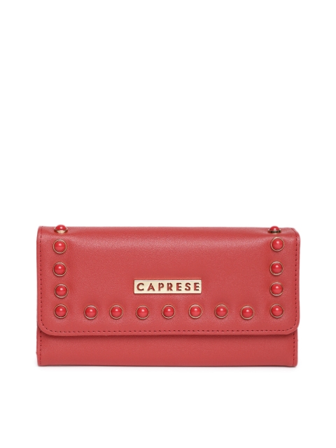 

Caprese Women Red LOLA Solid Embellished Three Fold Wallet