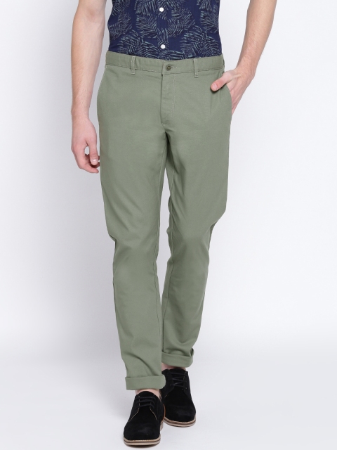 

Blackberrys Men Olive Green Regular Fit Solid Trousers