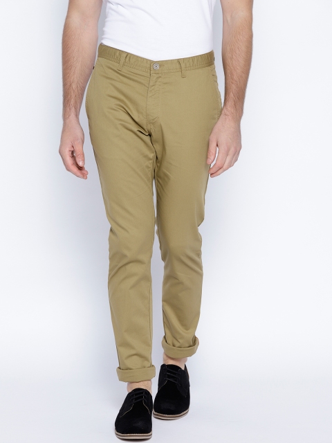 

Blackberrys Men Khaki Regular Fit Solid Trousers