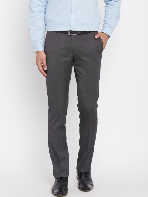 

Blackberrys Men Charcoal Grey Regular Fit Solid Formal Trousers