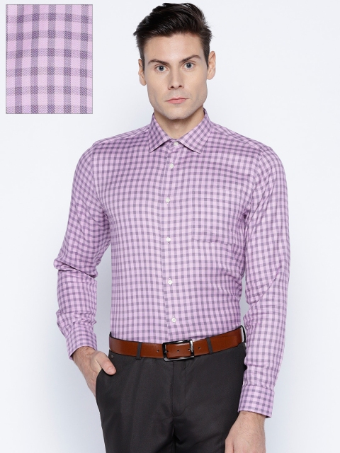 

Blackberrys Men Pink & Purple Slim Fit Checked Formal Shirt