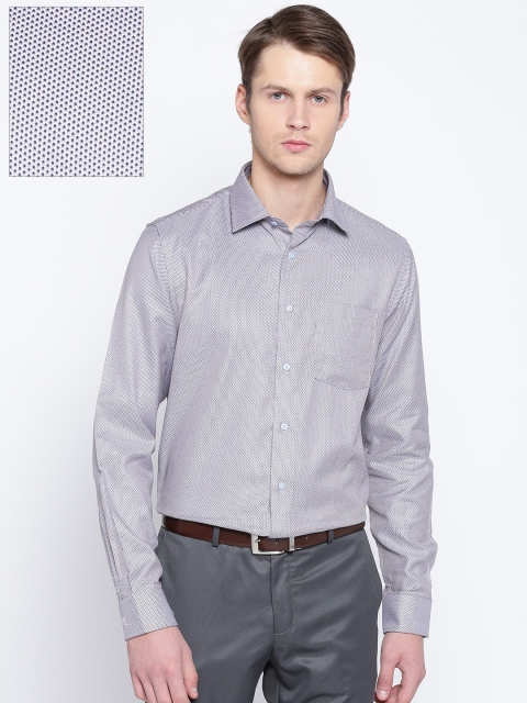 

Blackberrys Men Grey & Orange Slim Fit Self-Design Formal Shirt