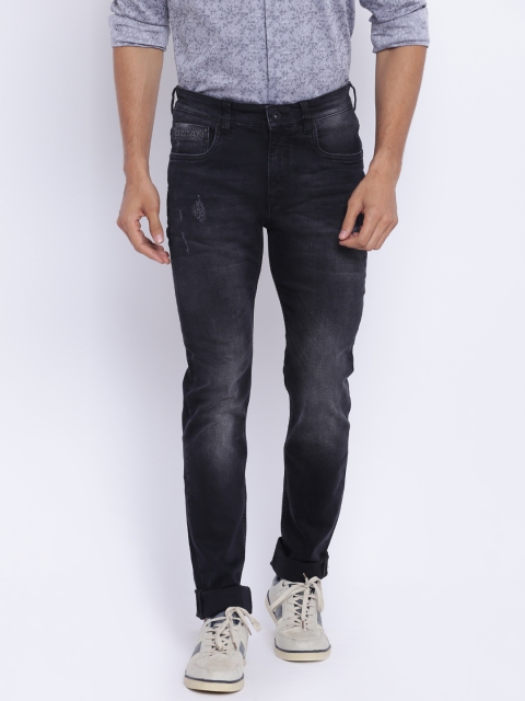 

Blackberrys Men Black Regular Fit Mid-Rise Low Distress Stretchable Jeans