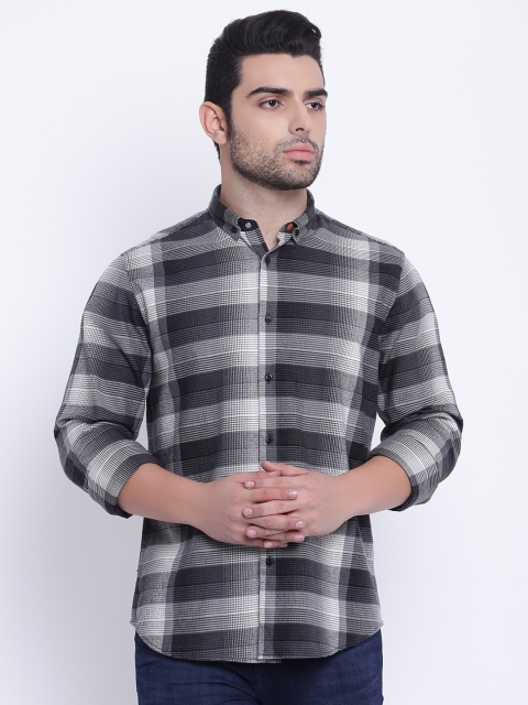 

Blackberrys Men Grey Slim Fit Checked Casual Shirt