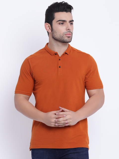 

Blackberrys Men Rust Brown Solid Polo Collar T-shirt