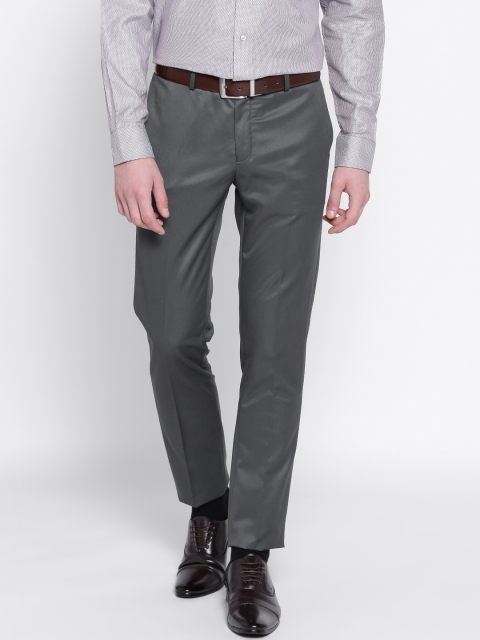 

Blackberrys Men Charcoal Grey Sharp Fit Solid Formal Trousers