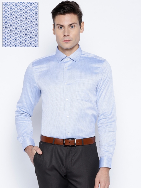 

Blackberrys Men Blue & White Slim Fit Self Design Formal Shirt