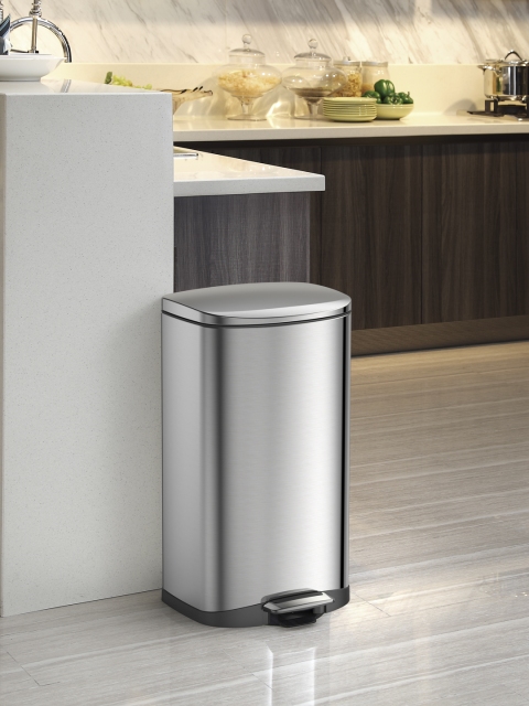 

OBSESSIONS Silver Solid Stainless Steel Step Bin